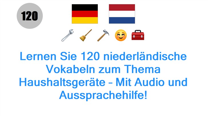 Lernen Sie 120 niederländische Vokabeln zum Thema Haushaltsgeräte – Mit Audio und Aussprachehilfe!